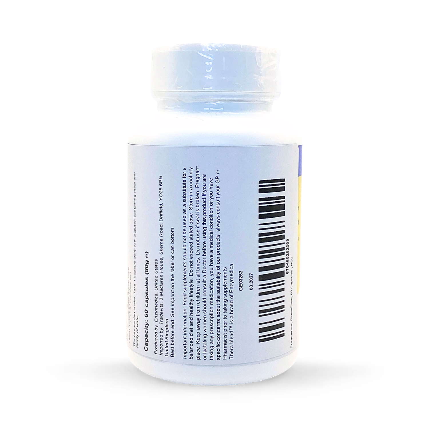 Enzymedica GlutenEase digestive enzymes 60 capsules, imported from the UK