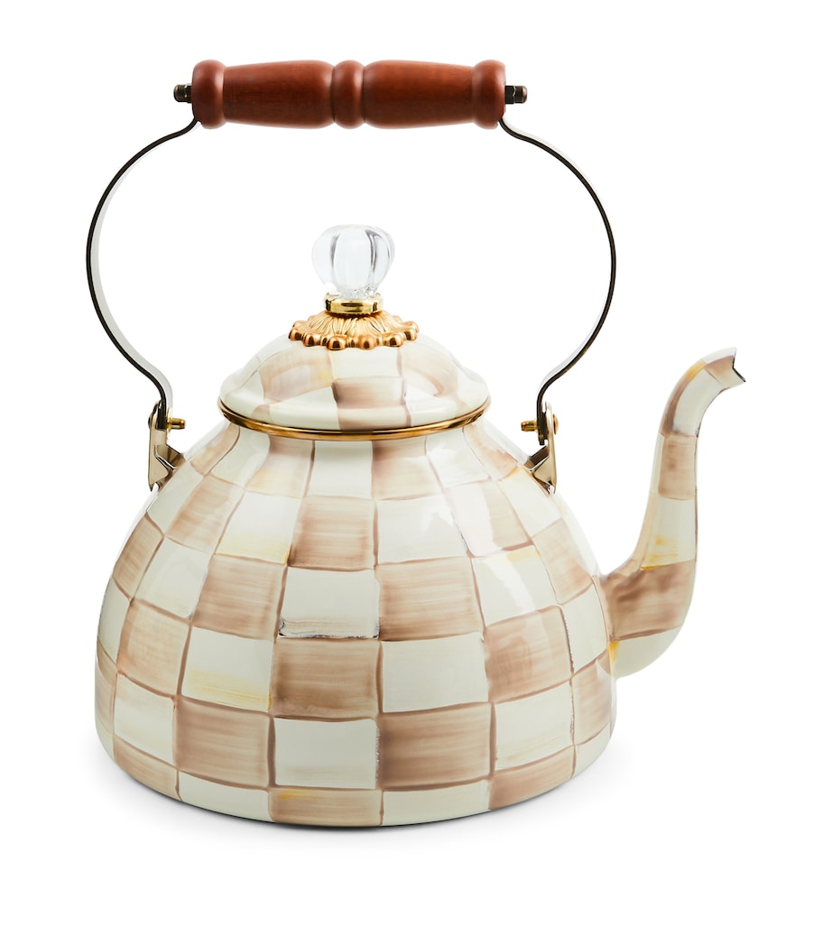 MacKenzie-Childs Mocha Check tea kettle 2.8L, imported from the UK