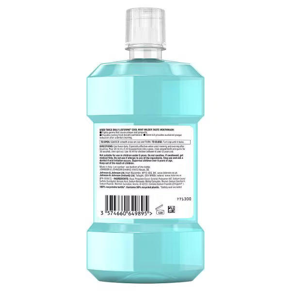 Listerine zero alcohol cool mint mouthwash 500ml, UK version