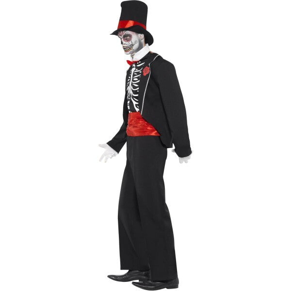 Smiffys Day of the Dead black costume hat gloves, imported from the UK