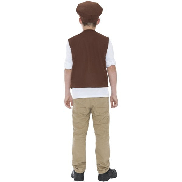 Smiffys Victorian Urchin costume set brown waistcoat cap, imported from the UK