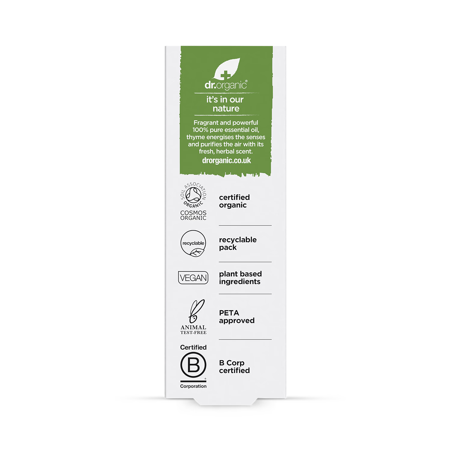 Dr Organic thyme pure essential oil 10ml - British product