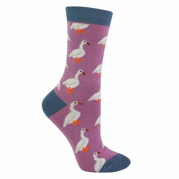 Miss Sparrow Ladies Animal Design Bamboo Socks 4-7 UK GOODS Superdrug White Duck (Mauve)  