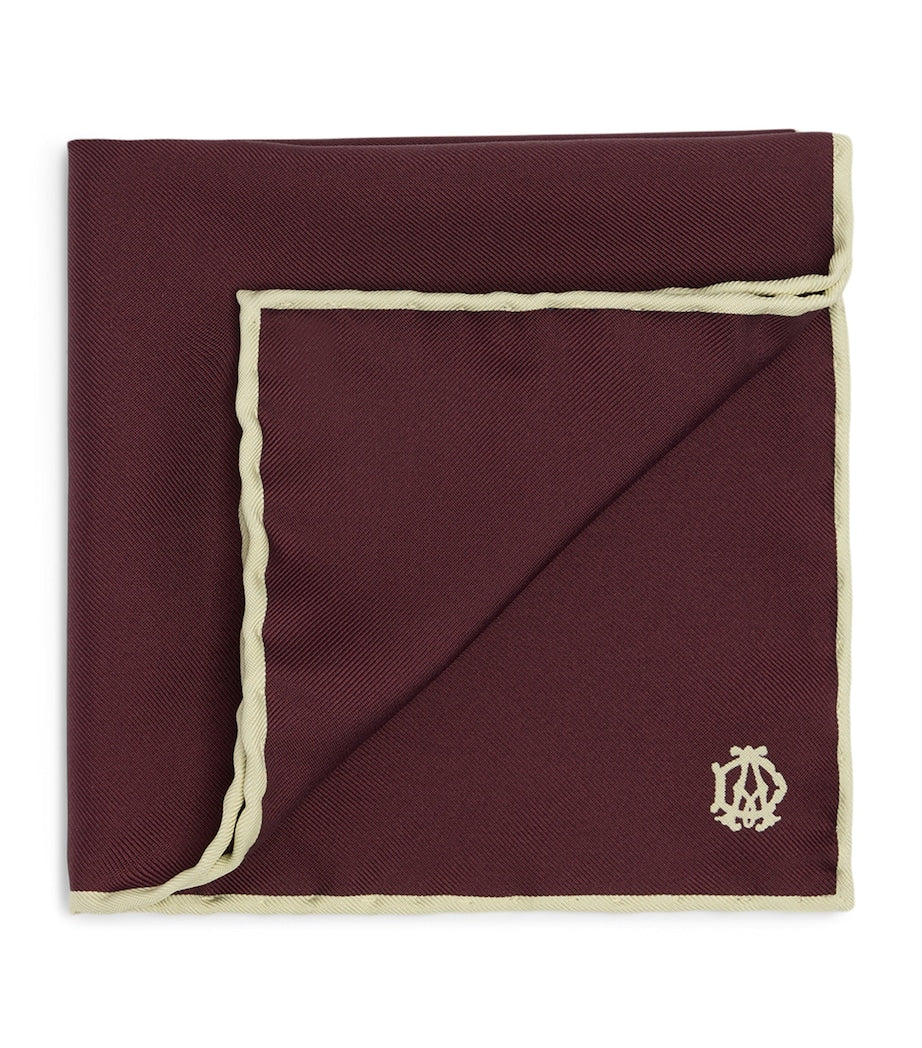 Dunhill mulberry silk cypher logo pocket square, UK version