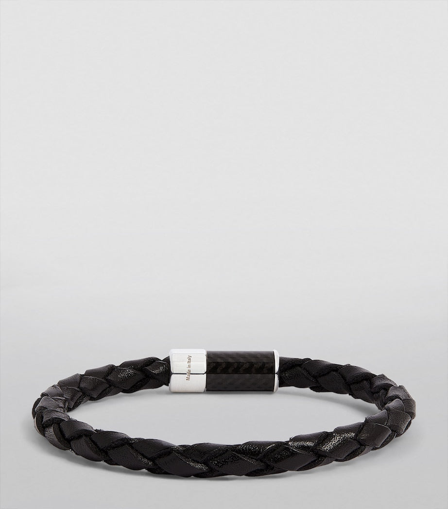 Tateossian braided leather bracelet carbon fibre clasp - British product
