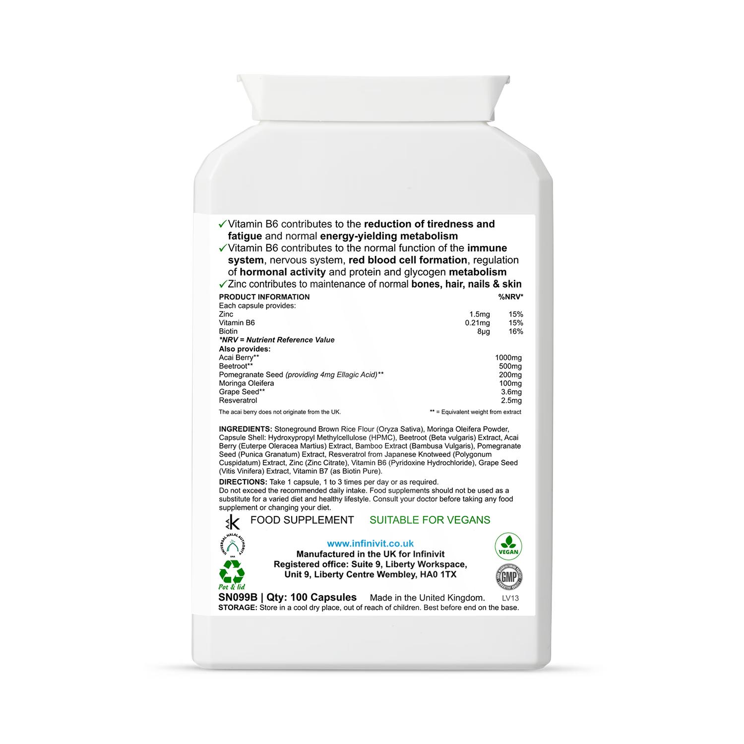 InfiniVit acai immunity supplement 100 capsules, UK version