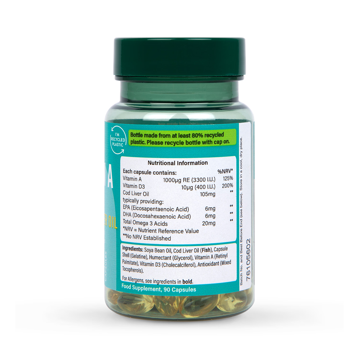Holland Barrett Vitamin A Cod Liver Oil 90 Capsules, UK version