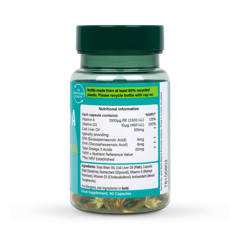 Holland Barrett Vitamin A Cod Liver Oil 90 Capsules, UK version