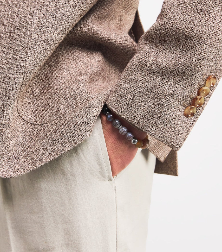 Tateossian Botswana agate bracelet in rhodium silver - British product