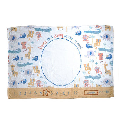Superdrug Ziggle Baby Milestone Blanket Safari Animals 120cm x 100cm- Buy online at McGrocer