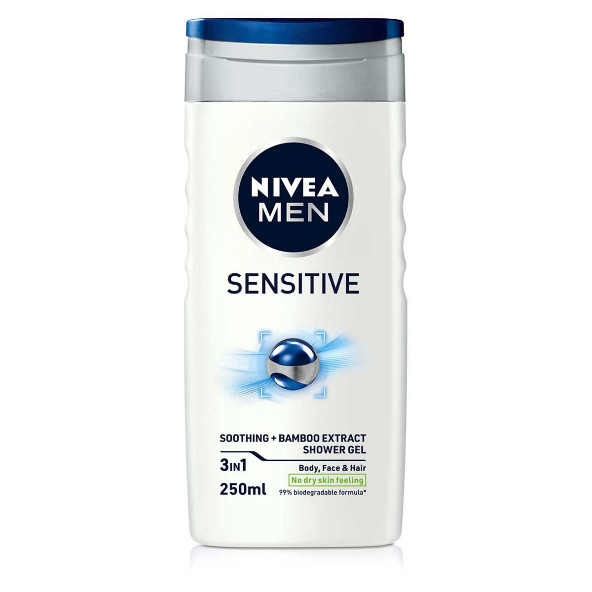 NIVEA MEN Sensitive Shower Gel for Body, Face & Hair 250ml Men's Shower Gel and Body Wash Boots   