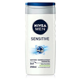 NIVEA MEN Sensitive Shower Gel for Body, Face & Hair 250ml Men's Shower Gel and Body Wash Boots   