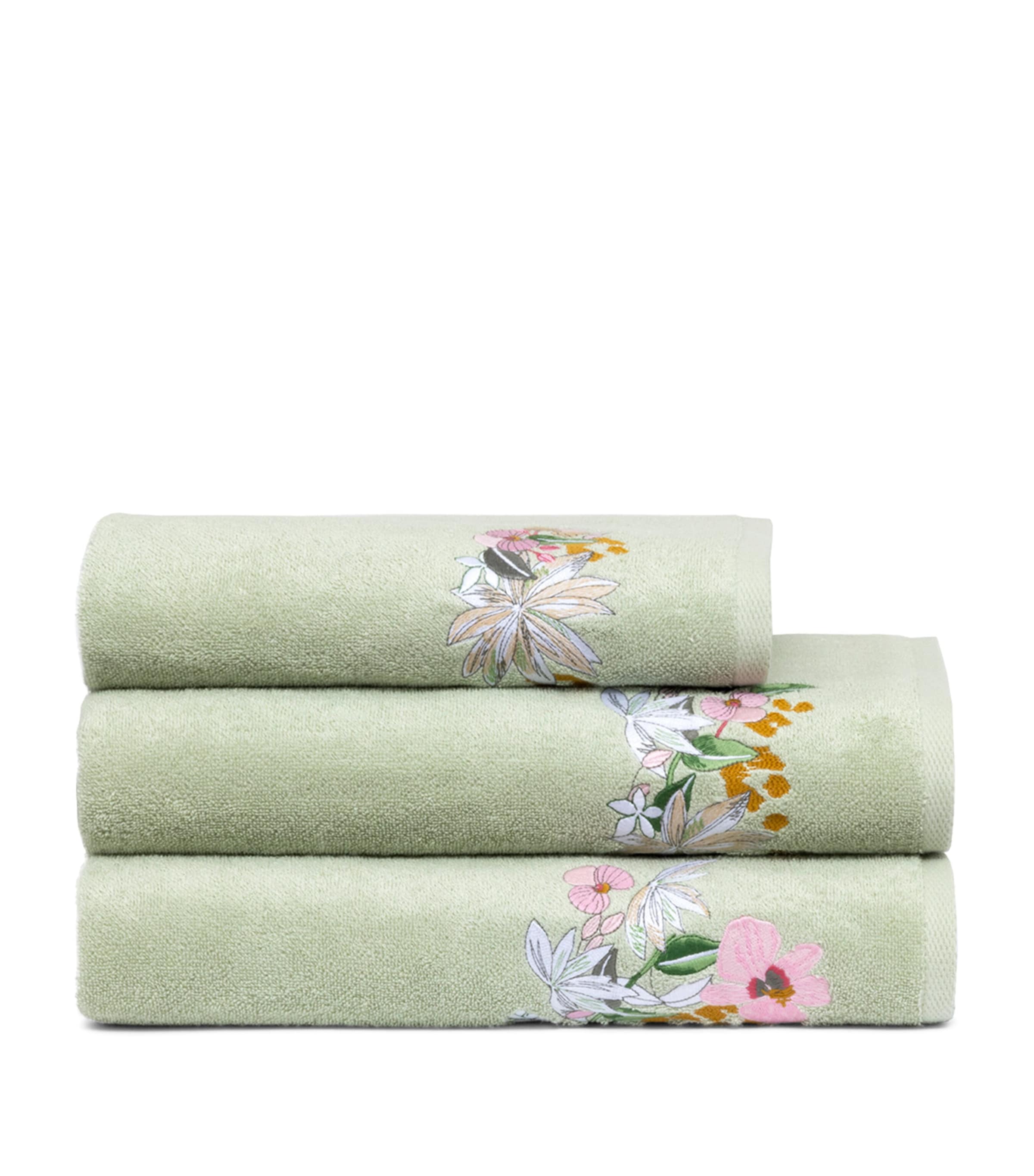 Yves Delorme Embroidered Orchidee hand towel 55cm x 100cm (British brand)