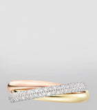 Cartier small Trinity ring three gold bands with pavé diamonds, imported from the UK