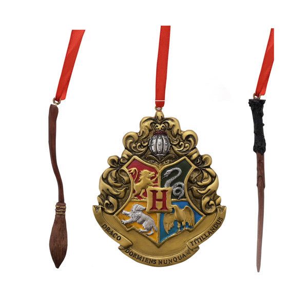 Harry Potter Set of 3 Resin Tree Decs Wand, Crest & Broom GOODS Superdrug   