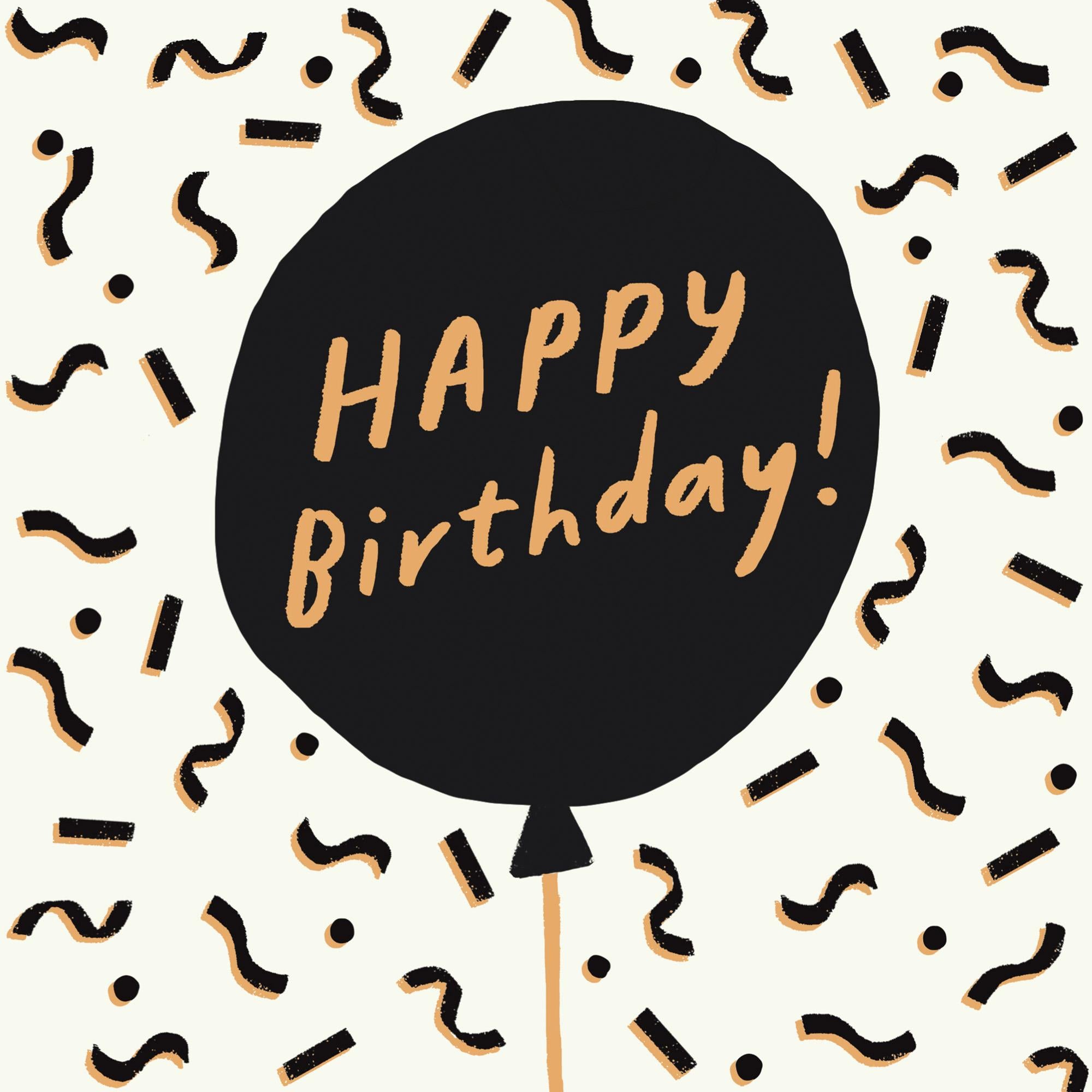 Sainsbury's Happy Birthday Card Black Balloon Greeting Card GOODS Sainsburys   