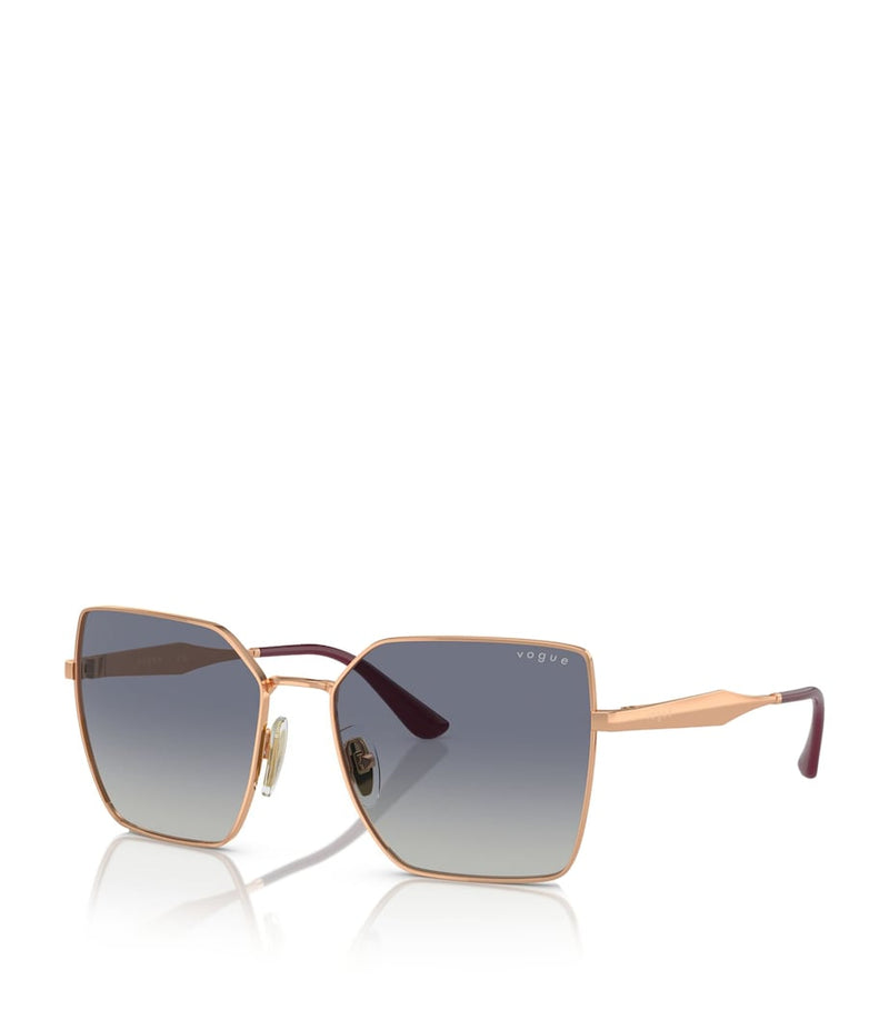 Vogue square sunglasses rose gold metal graduated tint (British brand)