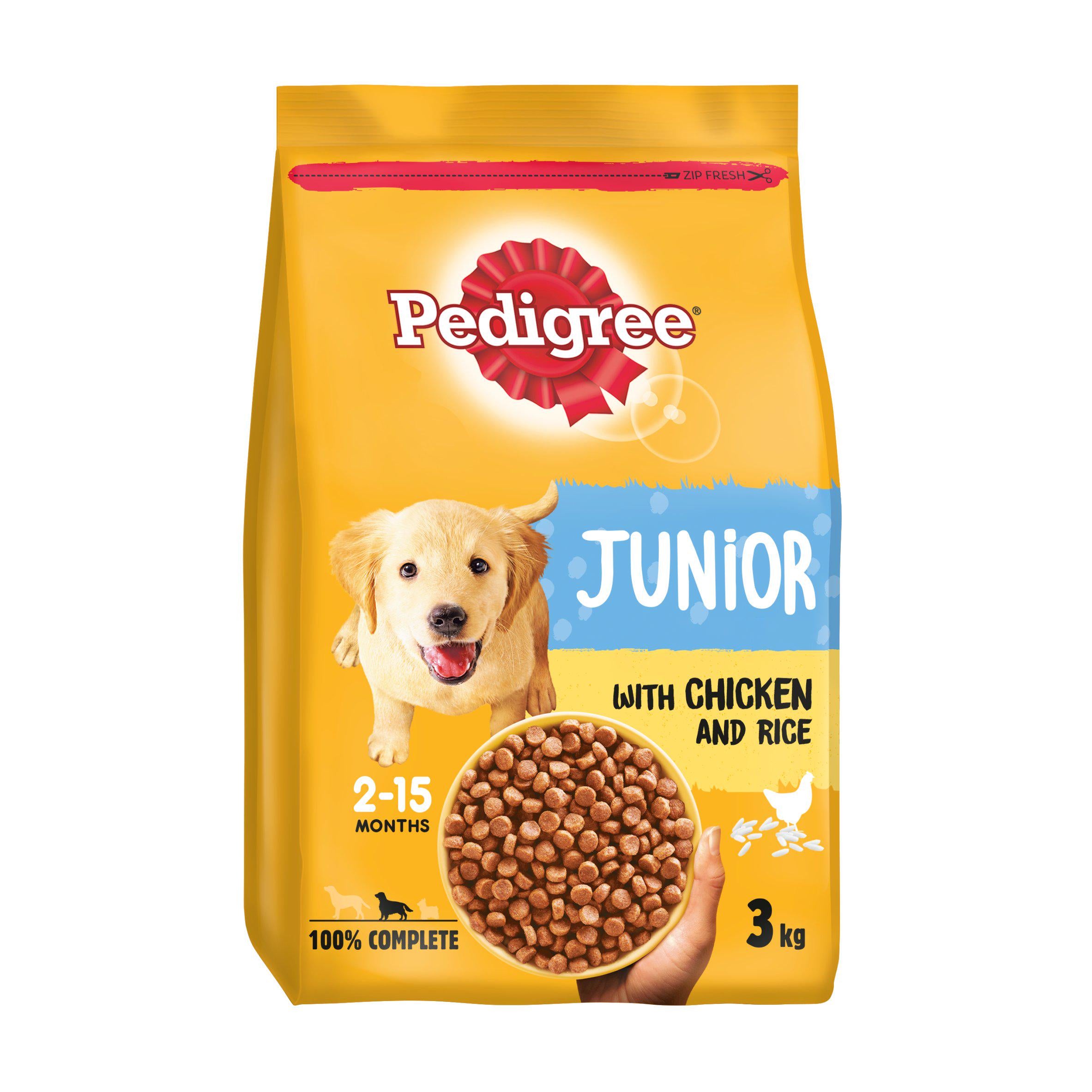 Pedigree Complete Junior Puppy Dry Dog Food Poultry & Vegetables 3kg GOODS Sainsburys   