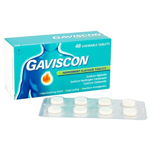 Gaviscon Tablets Heartburn & Indigestion Peppermint 48s GOODS Superdrug   