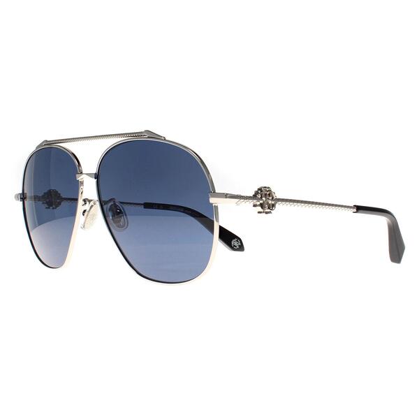 Roberto Cavalli SRC008V silver aviator sunglasses, imported from the UK