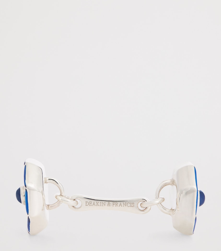 Deakin & Francis sterling silver cufflinks mother-of-pearl sapphire - British product