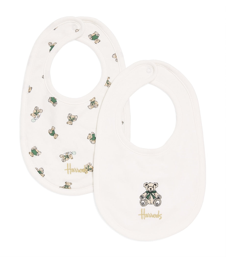 Harrods embroidered Henry bear bibs set of 2 (British brand)