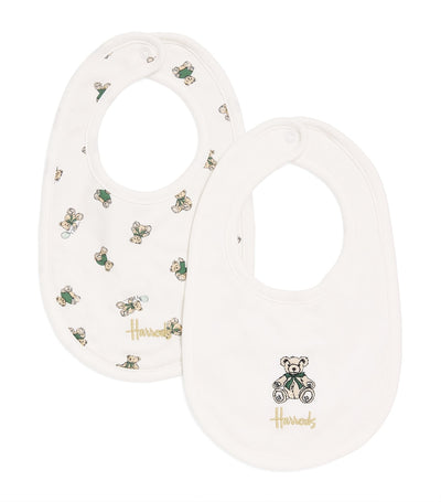 Harrods Harrods Embroidered Henry Bear Baby Bibs (Set of 2)- Buy online at McGrocer