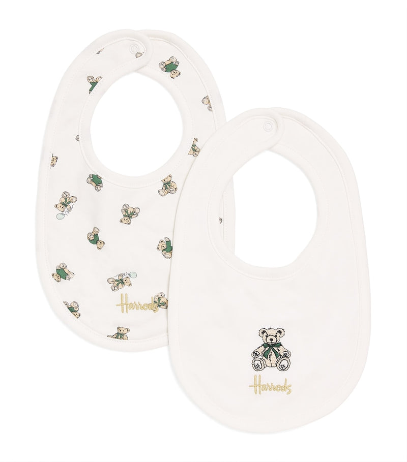 Harrods embroidered Henry bear bibs set of 2 (British brand)