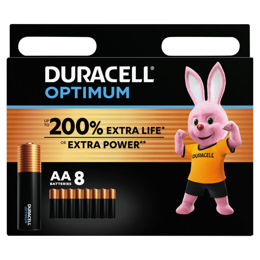 Duracell Optimum Alkaline AA Batteries, pack of 8 General Household ASDA   