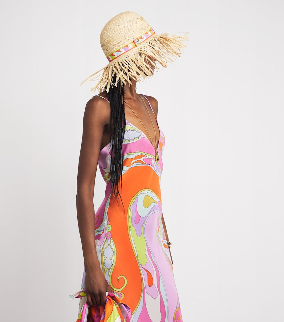 PUCCI designer raffia printed brim sun hat (British brand)