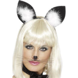 Smiffys cat ears headband black marabou trim, UK version