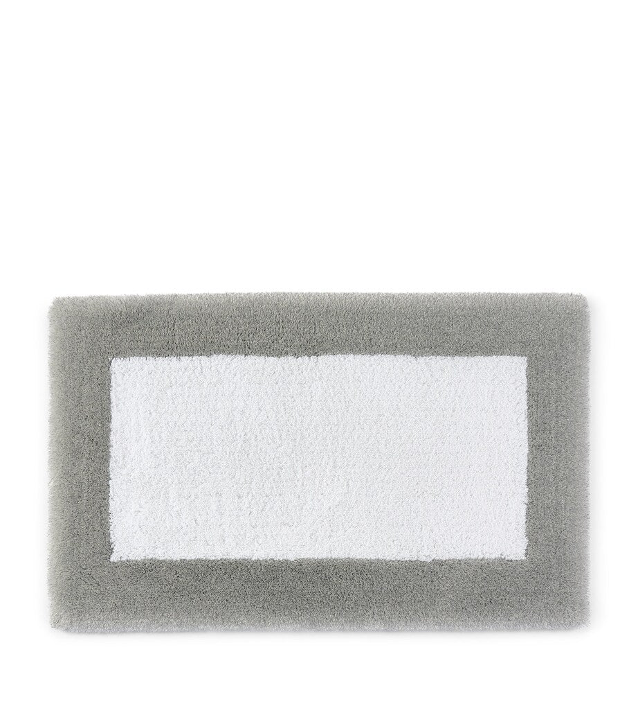 Shiny Bath Mat with Egyptian Cotton and Silver Lurex Border, 70cm x 120cm