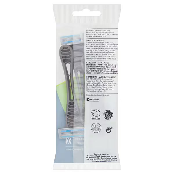 Superdrug Male 3 Blade Disposable Razor 4 pack (British brand)