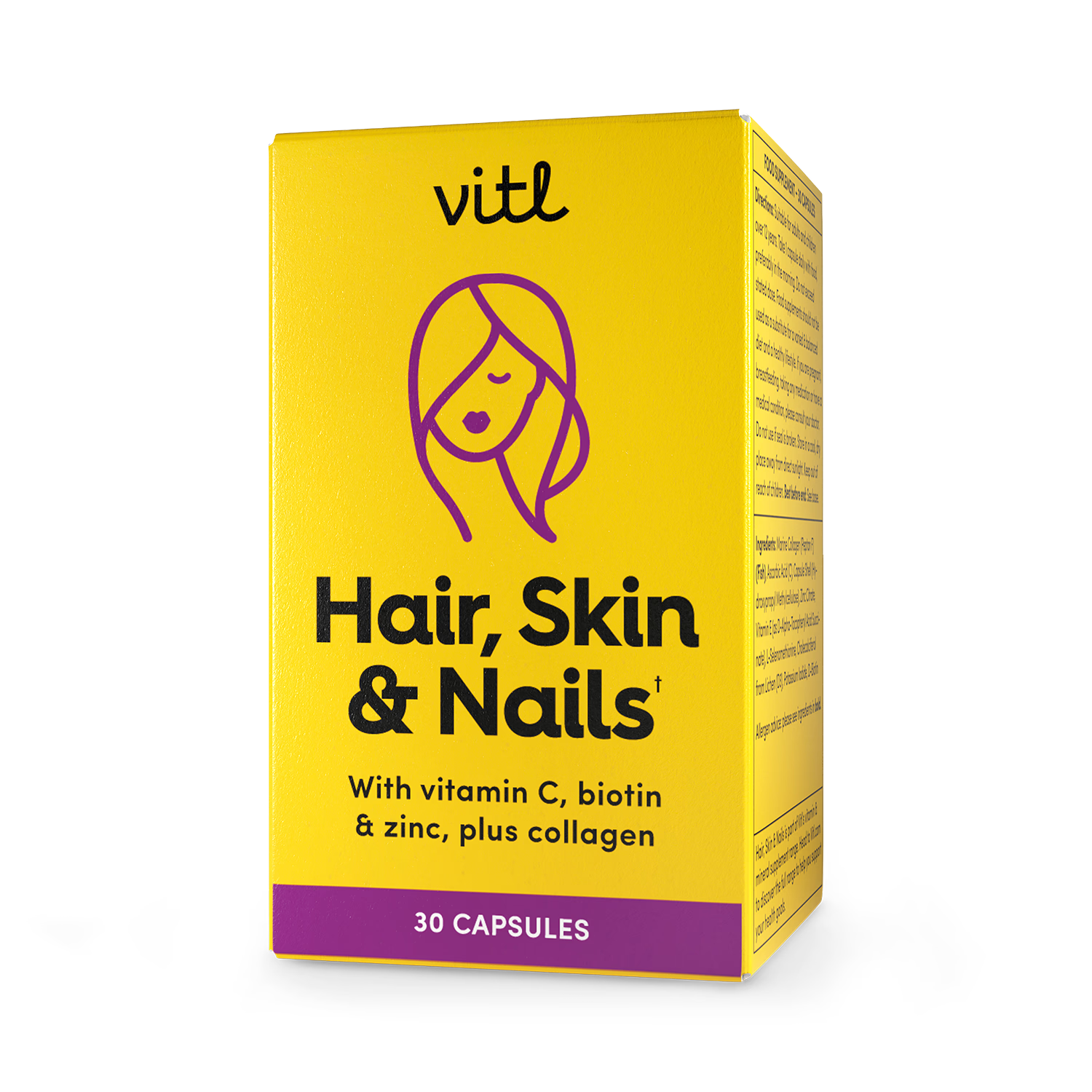 Hair Skin and Nails supplement daily capsules, imported from the UK