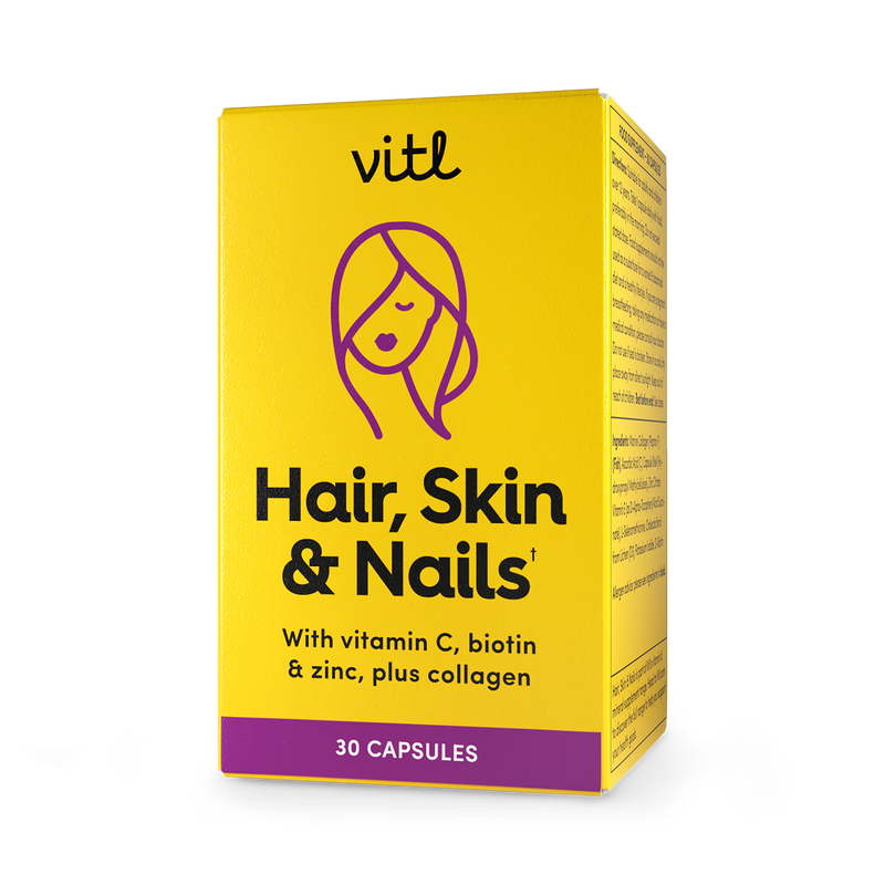 Hair Skin and Nails supplement daily capsules, imported from the UK