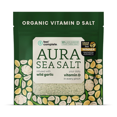 Holland & Barrett Feel Complete Aura Sea Salt Wild Garlic Organic Celtic Salt with Vitamin D 80g- Buy online at McGrocer