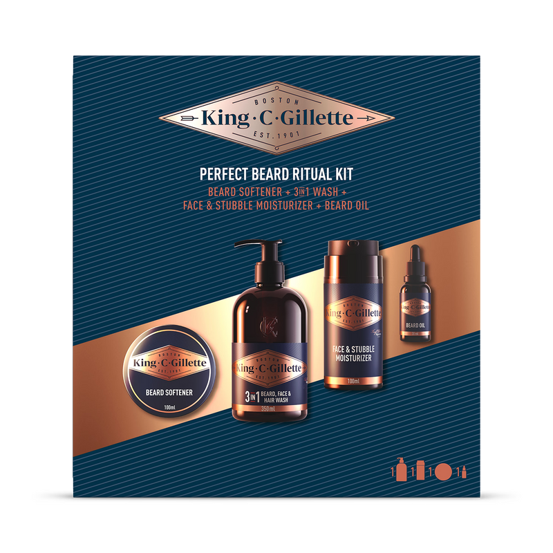 King C. Gillette Perfect Beard Ritual Kit gift set (British brand)