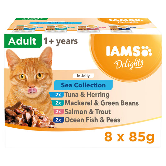 IAMS Delights Sea Collection In Jelly Adult 1+ Years 8x85g GOODS Sainsburys   