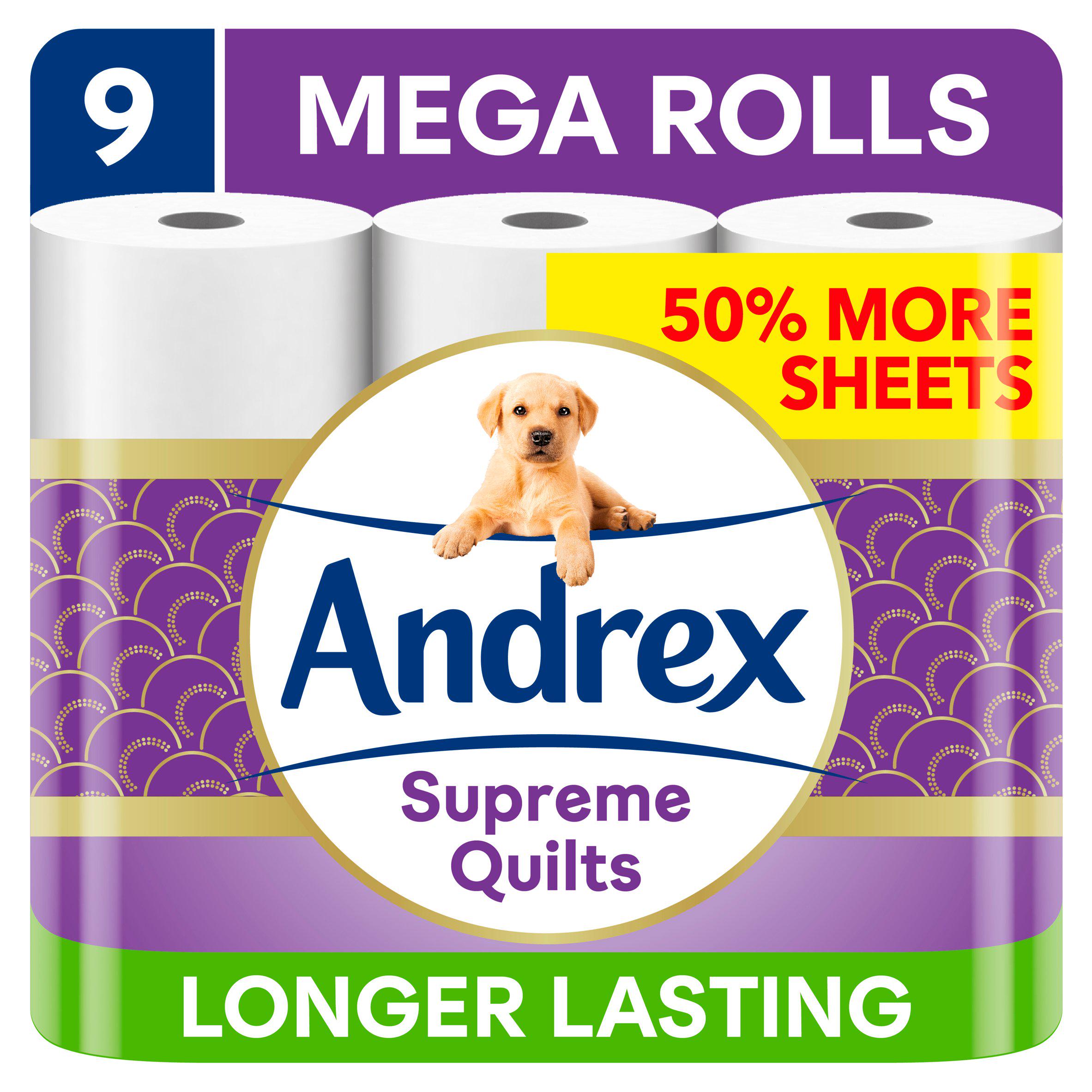 Andrex Supreme Quilts Toilet Tissue Mega Rolls x9 GOODS Sainsburys   