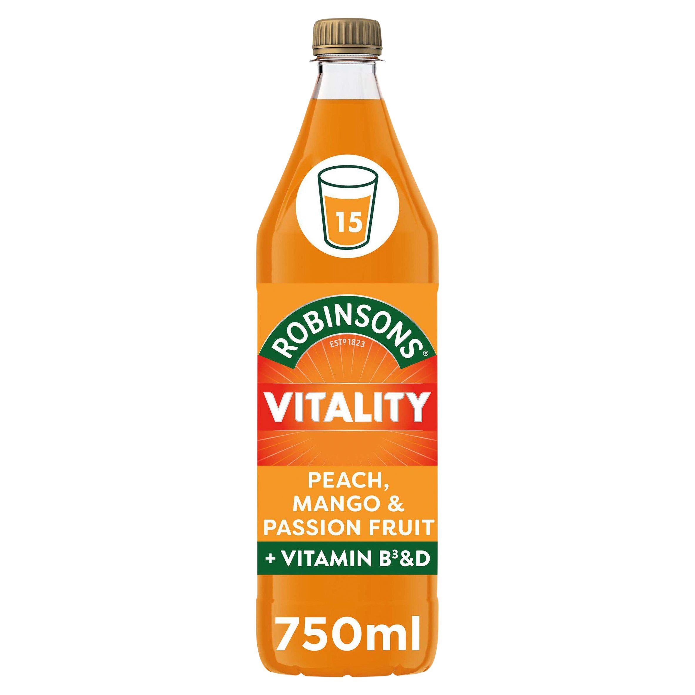 Robinsons Vitality Peach Mango & Passion Fruit Squash 750ml GOODS Sainsburys   