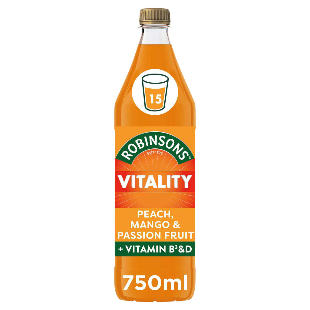 Robinsons Vitality Peach Mango & Passion Fruit Squash 750ml