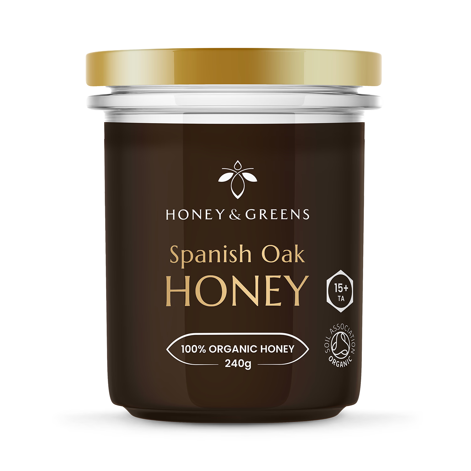 Honey & Greens Organic Oak Honey TA15+ 240g, UK version