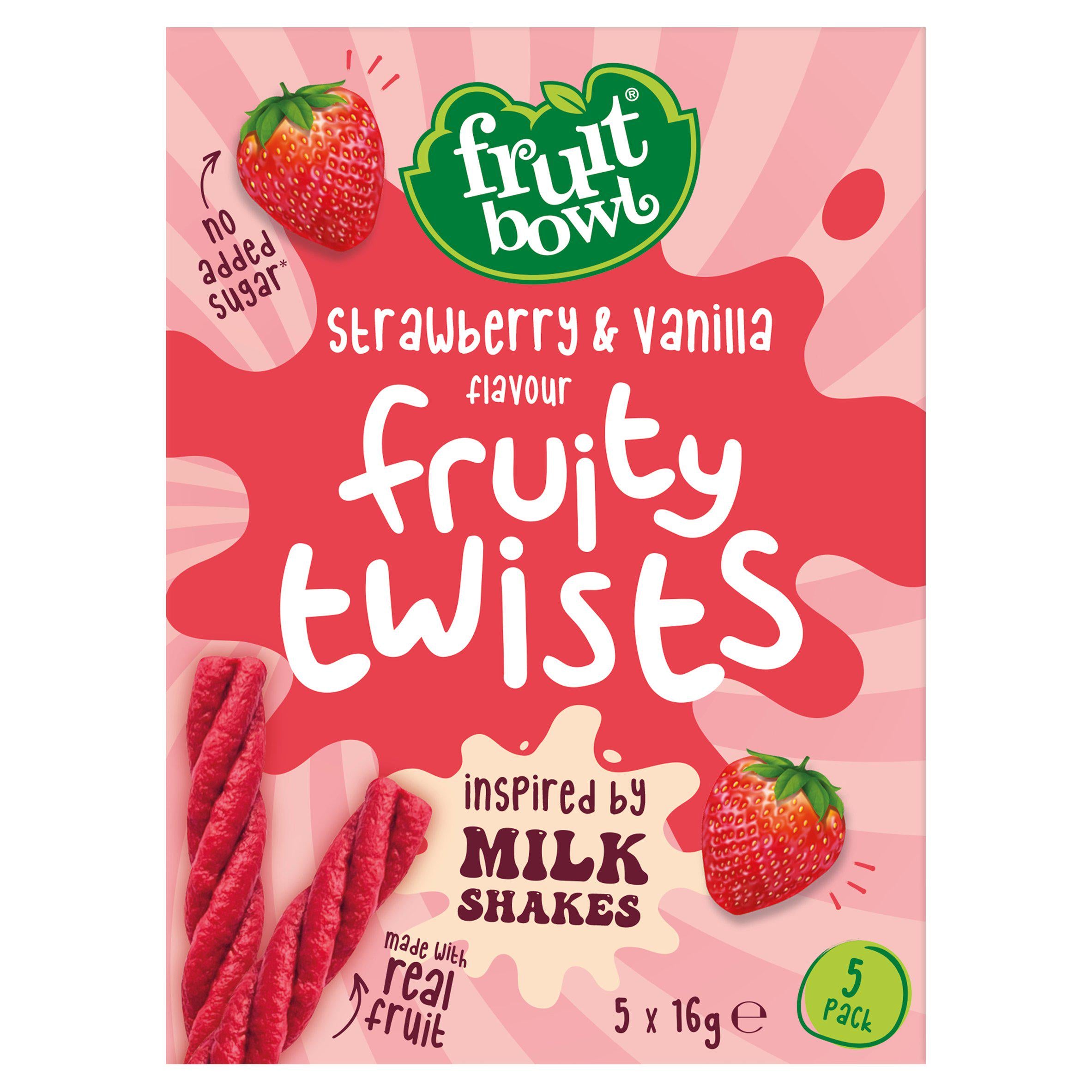 Fruit Bowl Strawberry & Vanilla Flavour Fruit Twists 5x16g GOODS Sainsburys   