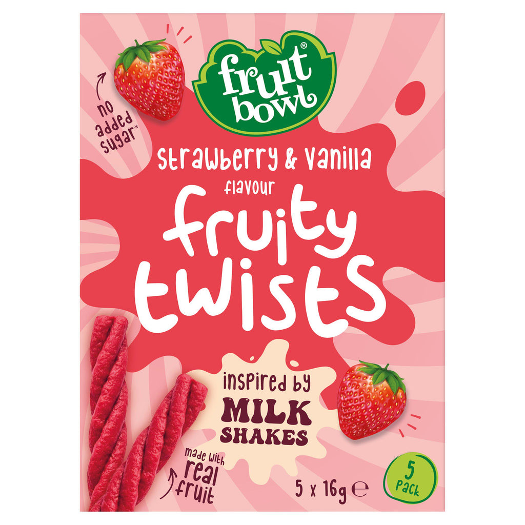 Fruit Bowl Strawberry & Vanilla Flavour Fruit Twists 5x16g