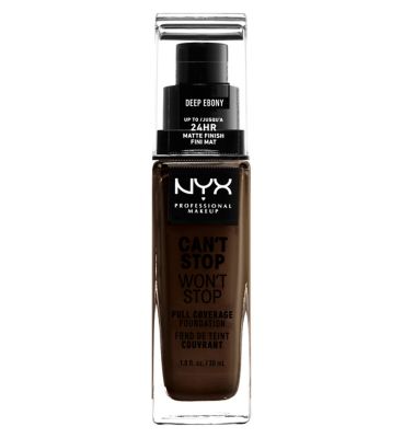 NYX Professional Makeup, Can't Stop Won't Stop Full Coverage Foundation Vegetarian & Vegan Boots Deep Ebony  