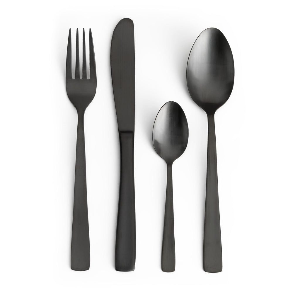 Habitat Satin Black Cutlery Set 16pc