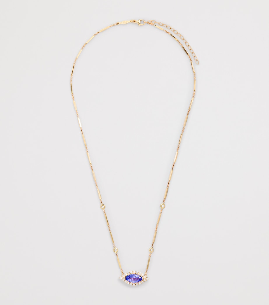 Jacquie Aiche evil eye necklace yellow gold diamond tanzanite (British brand)