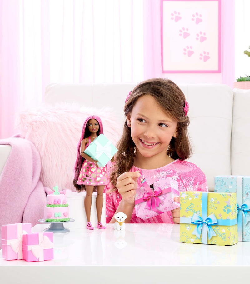 Barbie Party Unboxed doll set with pet and accessories - British product