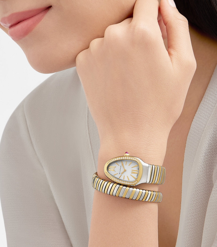 Bvlgari Serpenti Tubogas watch stainless steel yellow gold 35mm, imported from the UK