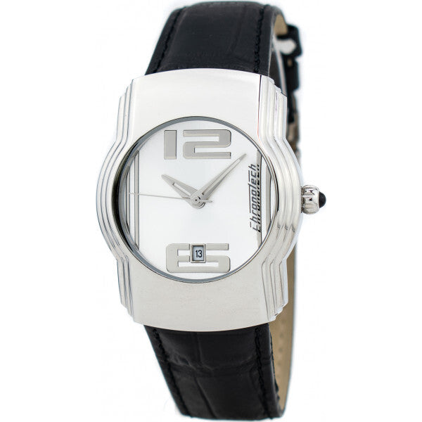 Chronotech black leather strap men's watch, UK version